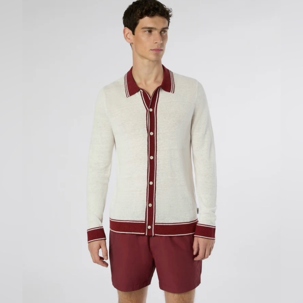 NWOT Onia Linen Long Sleeve Sweater Polo - Picture 2 of 14